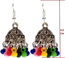 Combo Pack Silver Oxidised Jhumka Jhumki Stylish Fancy Ethnic Designer Traditional Earrings For Women And Girls (Set of 6 (Royal Blue, Green, Red, Black, Silver, Multicolor))-thumb2