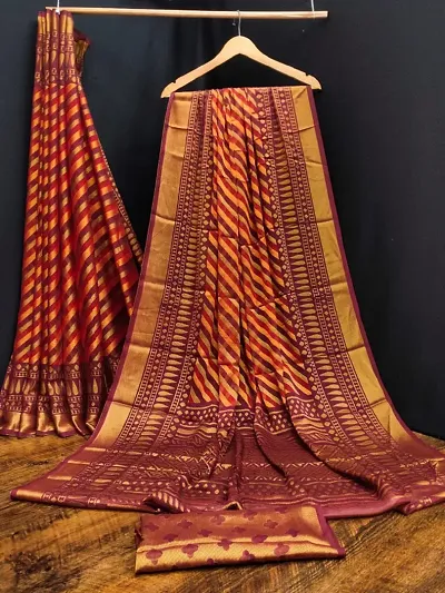 Chiffon Brasso Printed Saree With Blouse Piece