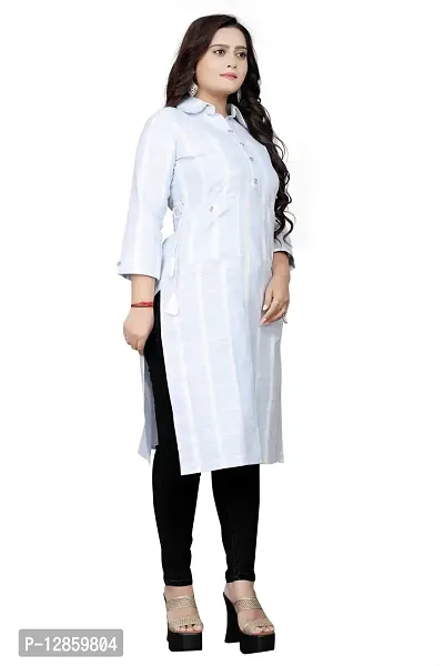 Reliable Straight White Woven Design Cotton Blend Kurta For Women-thumb2