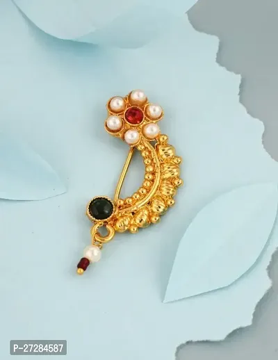 Shimmering Golden Alloy Nose Pins For Women-thumb0