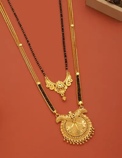 Pack Of 2 Stylish Golden Alloy Mangalsutra Set For Women