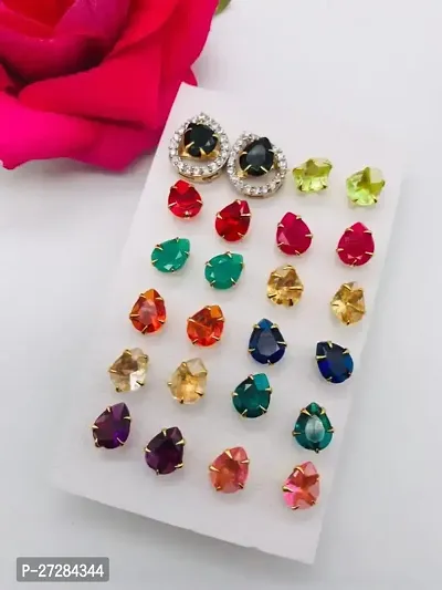 Trendy Multicoloured Alloy American Diamond Studs Earrings For Women