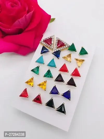 Trendy Multicoloured Alloy American Diamond Studs Earrings For Women-thumb0