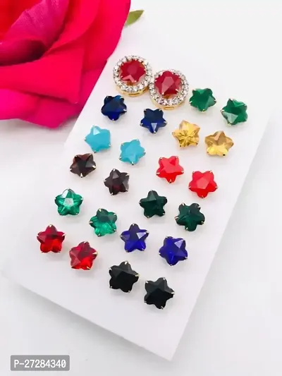 Trendy Multicoloured Alloy American Diamond Studs Earrings For Women-thumb0