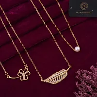 Stylish Fancy Designer Brass American Diamond Gold Plated Necklaces For Women Pack Of 3-thumb1