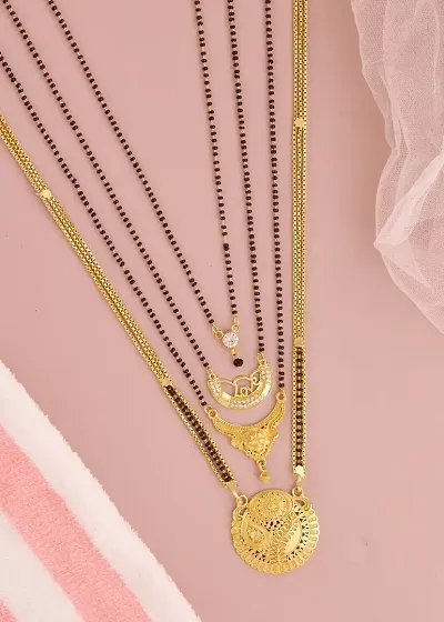 Pack Of 4 Stylish Alloy Golden Handcrafted Mangalsutra For Women