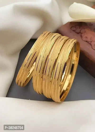 Elegant Golden Alloy Agate Bangles For Women Set Of 4-thumb0