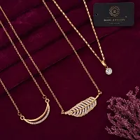 Stylish Fancy Designer Brass American Diamond Gold Plated Necklaces For Women Pack Of 3-thumb1