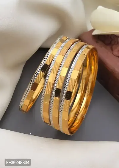 Elegant Golden Alloy Agate Bangles For Women Set Of 4