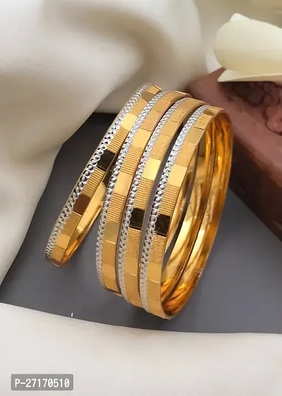 Elegant Golden Alloy Bangles For Women And Girls- Pack Of 4