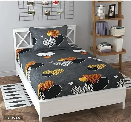 Comfortable Polycotton Printed Single Bedsheet with One Pillow Cover-thumb0