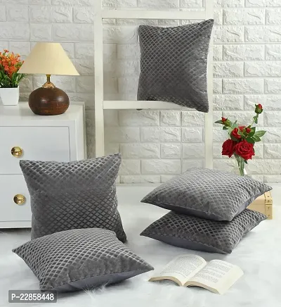 Stylish  Velvet Printed Cushion Covers 5 Pieces-thumb0