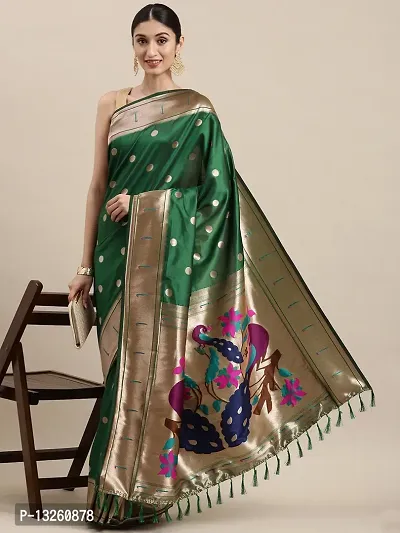 Women's Paithani Silk Saree With Unstitched Blouse Piece-thumb0