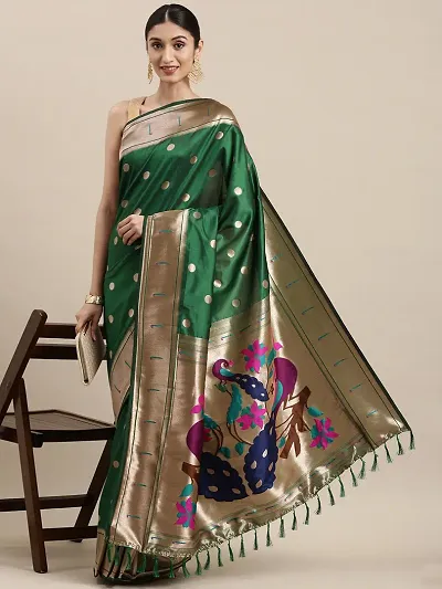 Pandadi Saree Womens Paithani Silk Saree With Blouse Piece