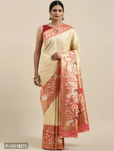 Women Pure Paithani Silk Saree With Blouse Unstoitched Blouse Piece