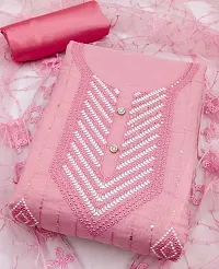 Pink Modal Embroidery Work Unstitched Dress Material-thumb1