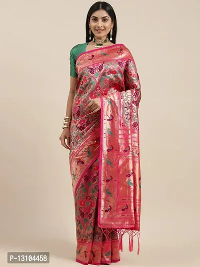 Women Pure Paithani Silk Saree With Blouse Piece