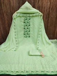 Green Georgette Embroidery Work Unstitched Dress Material-thumb3
