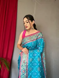 Women's Soft Patola Silk Saree With Unstitched Blouse Piece-thumb2