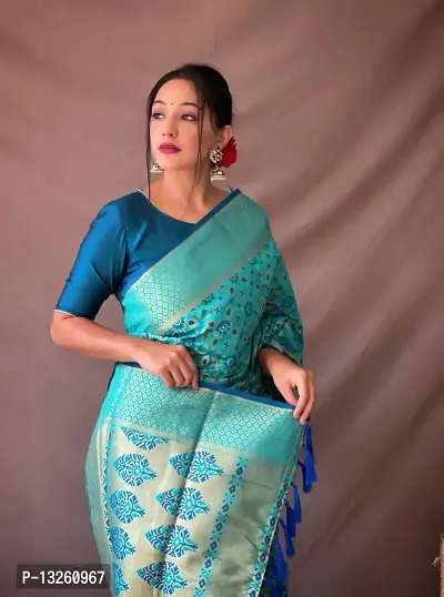 Women's Banarasi Patola Silk Saree With Blouse Piece-thumb2