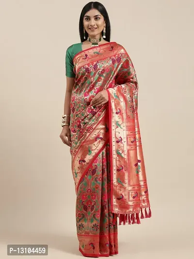 Women Pure Paithani Silk Saree With Blouse Piece