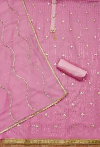 Womens Organza Cut Unstitched Dress Material-thumb2