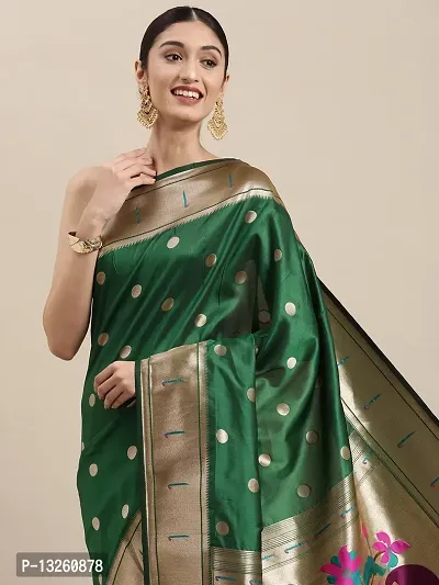 Women's Paithani Silk Saree With Unstitched Blouse Piece-thumb3