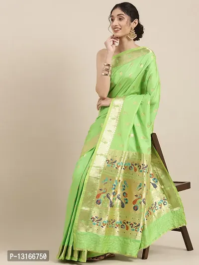 Women Pure Paithani Silk Saree With Blouse Piece