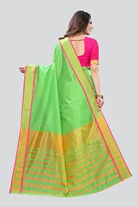 Women Plain Cotton Silk Saree With Unstitched Blouse Piece-thumb1