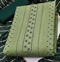 Green Embroidery Work Unstitched Dress Material-thumb1