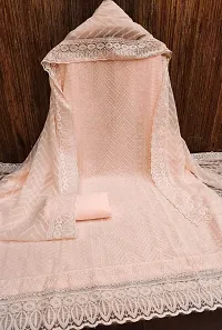 Peach Georgette Embroidery Work Unstitched Dress Material-thumb2