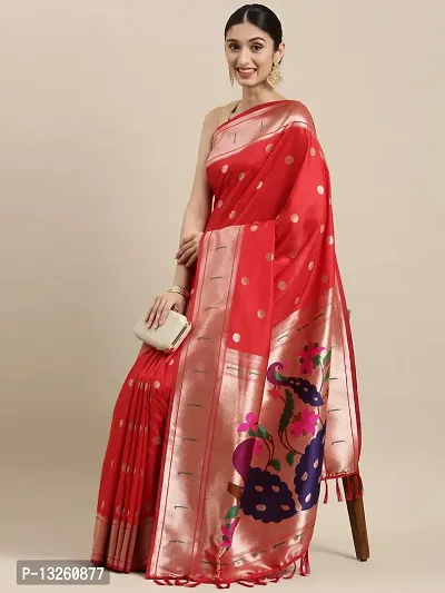 Women's Paithani Silk Saree With Unstitched Blouse Piece