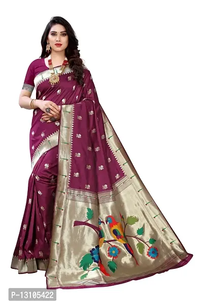 Women Pure Paithani Silk Saree With Blouse Piece-thumb0