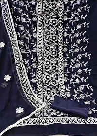 Navy Blue Georgette Emboridery Work Unstitched Dress Material-thumb2