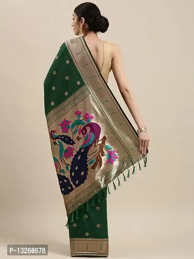 Women's Paithani Silk Saree With Unstitched Blouse Piece-thumb2