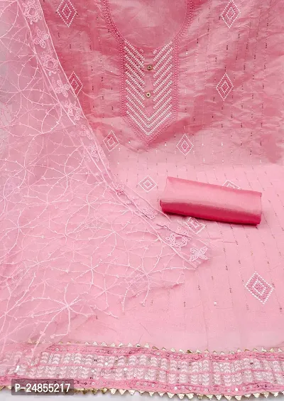 Pink Modal Embroidery Work Unstitched Dress Material-thumb4