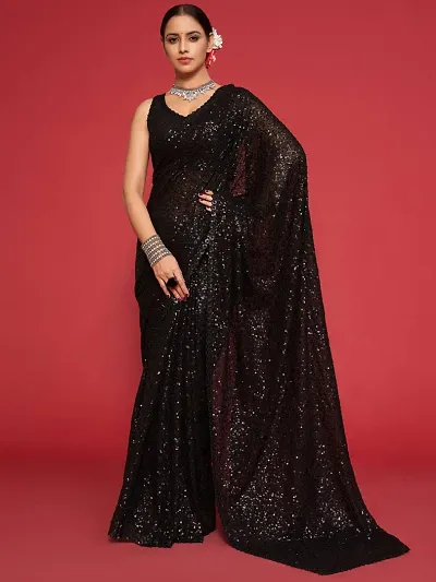 Partywear Georgette Bollywood Sarees with Blouse Piece