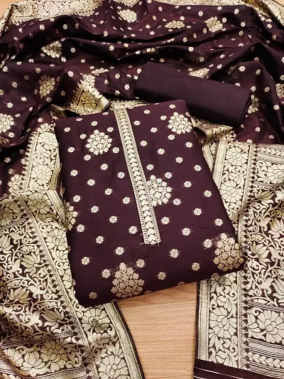 Stylish Banarasi Unstitched Dress Material with Dupatta