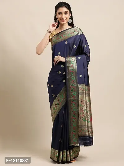 Women's Pure Paithani Silk Saree WithUnstitched Blouse Piece-thumb0