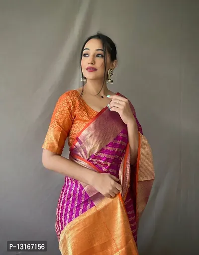 Womens Banarasi Silk Blend Saree With Blouse Piece-thumb2