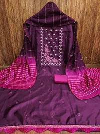 Purple Cotton Embroidery Work Unstitched Dress Material-thumb2