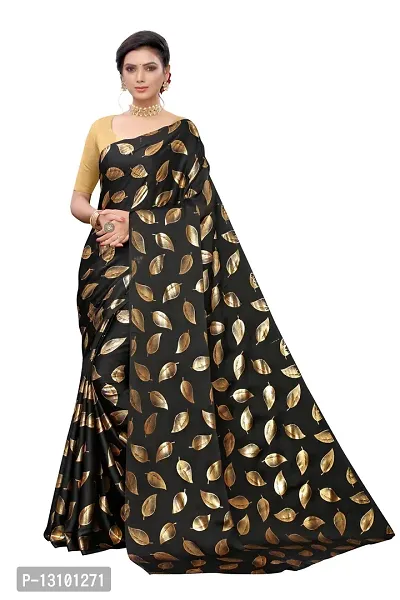 Amazon.com: Mohit Creations Digital Flower Printed Soft Satin Saree With  Unstitched Blouse (Multicolour) : Clothing, Shoes & Jewelry