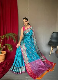 Women's Soft Patola Silk Saree With Unstitched Blouse Piece-thumb1