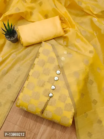 Womens Designer Banarasi Silk Unstitched Suit Material-thumb0