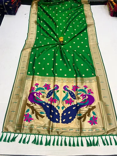 Paithani Silk Blend Woven Sarees With Unstitched Blouse Piece