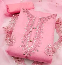 Pink Organza Unstitched Dress Material-thumb1