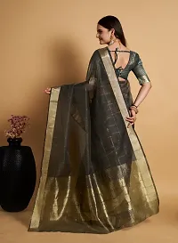 Women's Organza Silk Saree with Unstitched Blouse Piece-thumb1