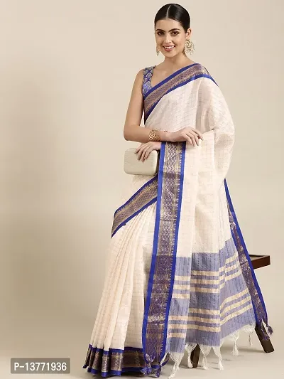 Women's Cotton Silk Saree With Unstitched Blouse Piece-thumb0