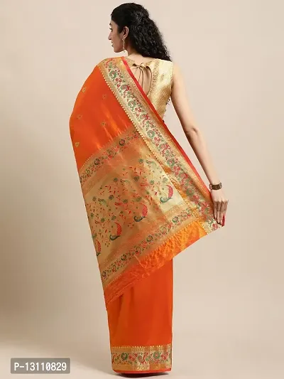 Women's Pure Paithani Silk Saree WithUnstitched Blouse Piece-thumb2