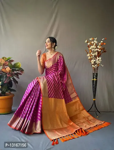 Womens Banarasi Silk Blend Saree With Blouse Piece-thumb0